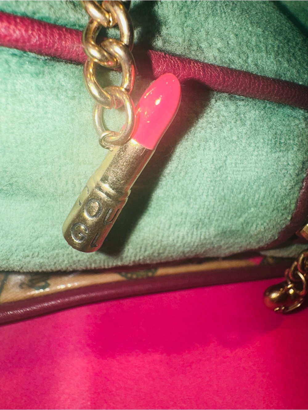 👑 VTG Y2K Juicy Couture Green Velour Hanger Makeup Bag • Real Juicy Princess - Picture 6 of 11